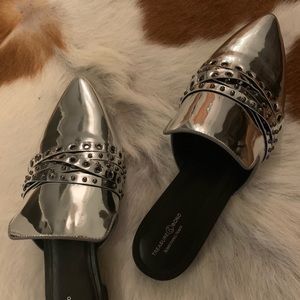 silver metallic slides